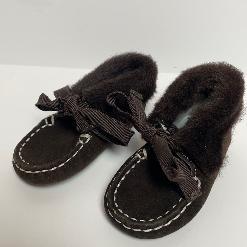 Tod’s Junior Brown Soft Sole Soled Baby Booties Moccasins Size 18 3